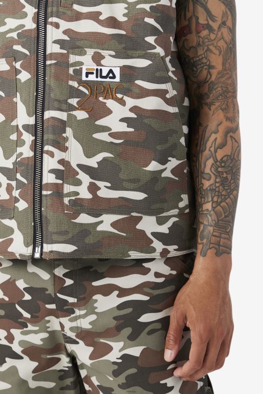 FILA menn fila camo print/svart 2pac vest HHL84778 camo print/svart