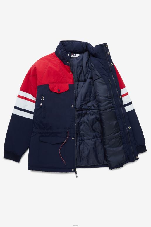 FILA menn peacoat/rød/hvit fila golia parkajakke HHL84789 peacoat/rød/hvit