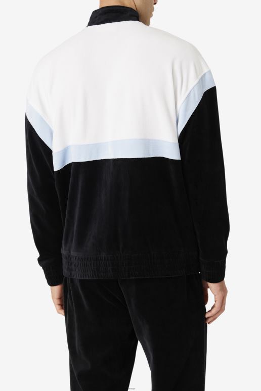FILA menn svart/hvit/skyway fila mansur velourjakke HHL84819 svart/hvit/skyway
