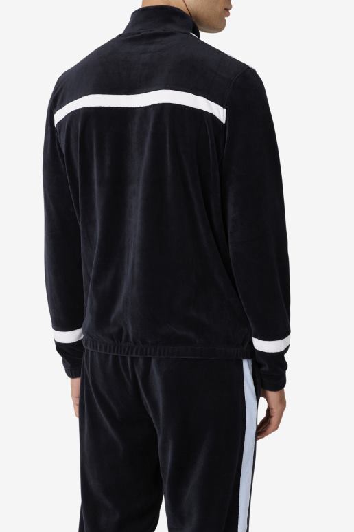 FILA menn svart/hvit/skyway ravid velourjakke fila HHL84840 svart/hvit/skyway