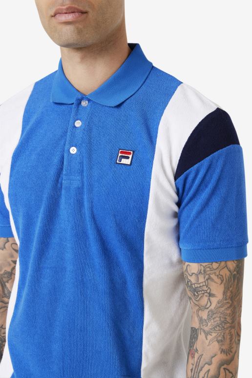 FILA menn astro frotté polo fila sterk blå/hvit/marine HHL84254 sterk blå/hvit/marine