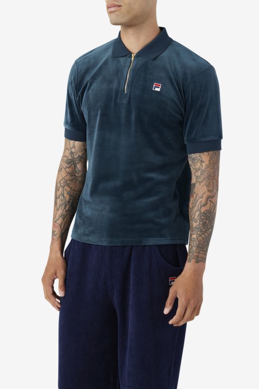 FILA menn blågrønn fila devon velourpolo HHL84411 blågrønn
