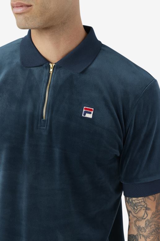 FILA menn blågrønn fila devon velourpolo HHL84411 blågrønn