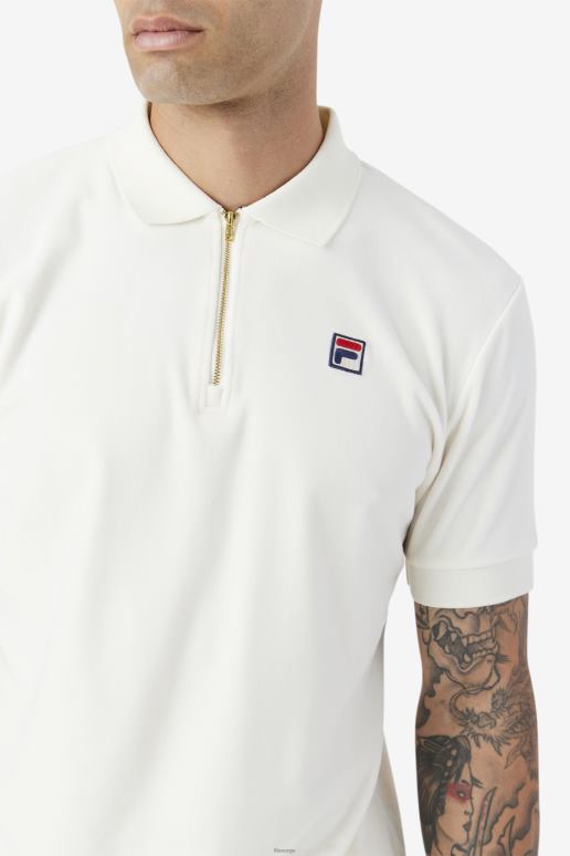 FILA menn devon velour polo fila egret HHL84410 egret