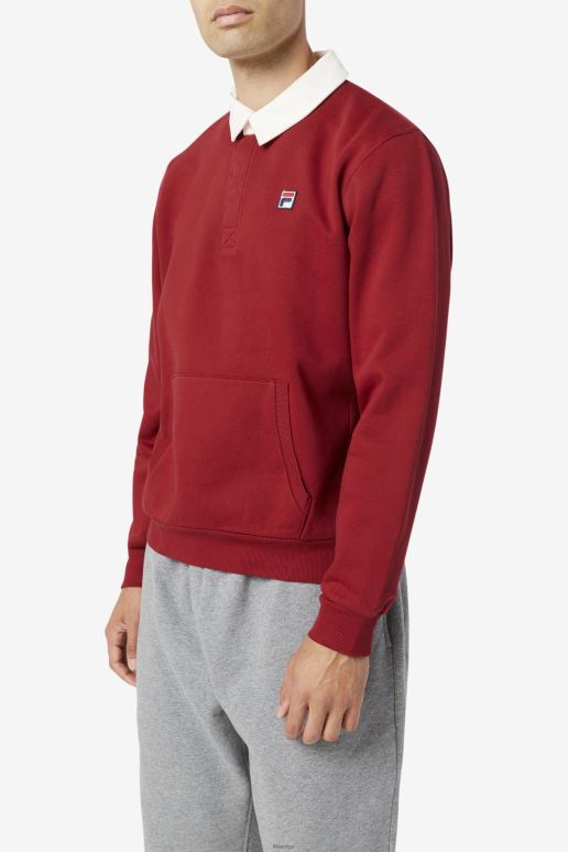 FILA menn edison fleece rugby fila rabarbra/hvit HHL84422 rabarbra/hvit