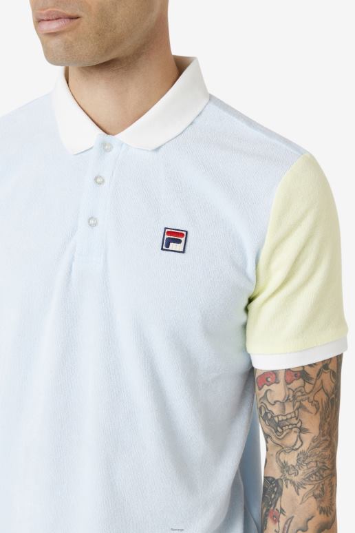 FILA menn fila gramme polo blå/øm gul/marshmallow HHL84373 blå/øm gul/marshmallow