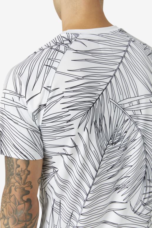 FILA menn pickleball kortermet crew fila hvit palmetrykk/hvit HHL841112 hvit palmetrykk/hvit