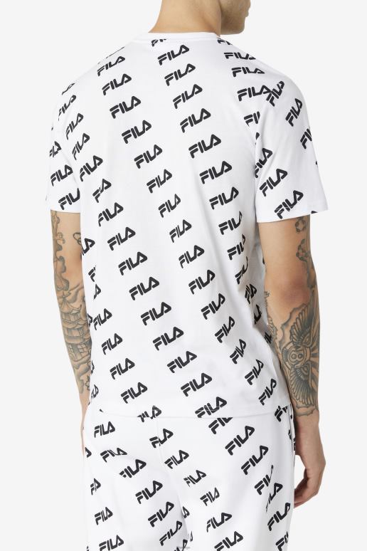 FILA menn diagonal logo-t-skjorte hvit/svart fila HHL84407 hvit svart