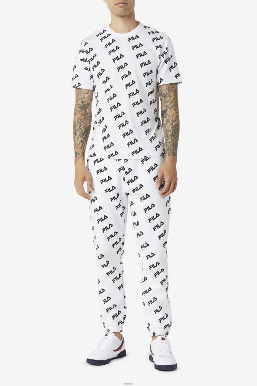 FILA menn diagonal logo-t-skjorte hvit/svart fila HHL84407 hvit svart