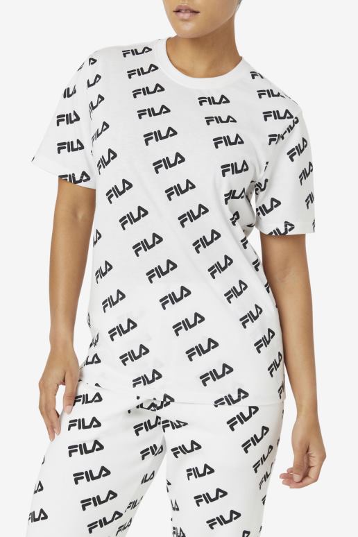 FILA menn diagonal logo-t-skjorte hvit/svart fila HHL84407 hvit svart