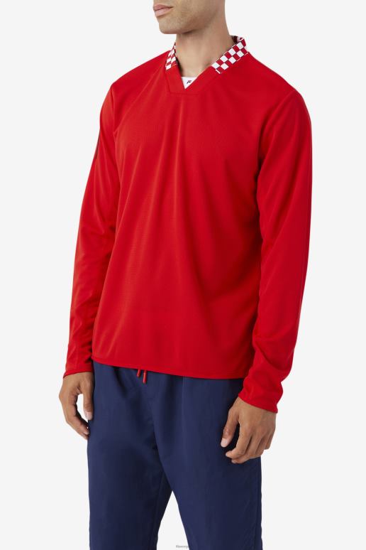 FILA menn fila bevans park langermet t-skjorte rød HHL84325 rød