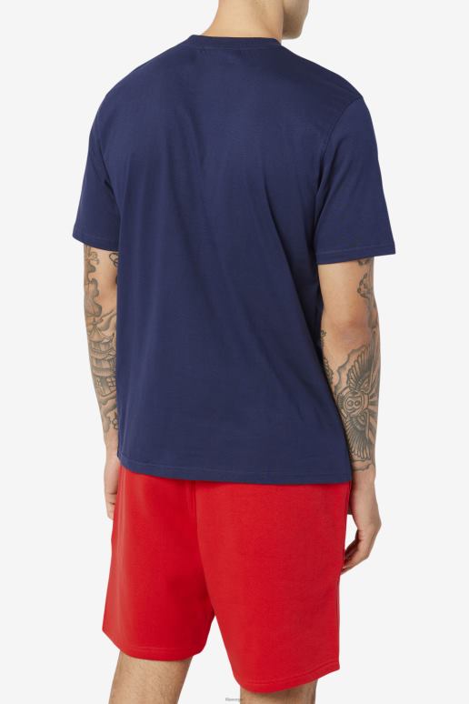 FILA menn fila herre eagle tee peacoat/hvit/kinesisk rød HHL84283 peacoat/hvit/kinesisk rød