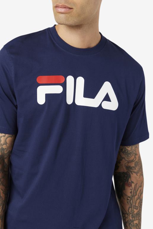 FILA menn fila herre eagle tee peacoat/hvit/kinesisk rød HHL84283 peacoat/hvit/kinesisk rød