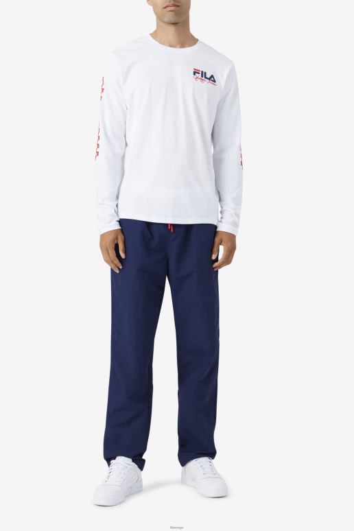 FILA menn fila hvit bevans park langermet t-skjorte HHL84250 hvit