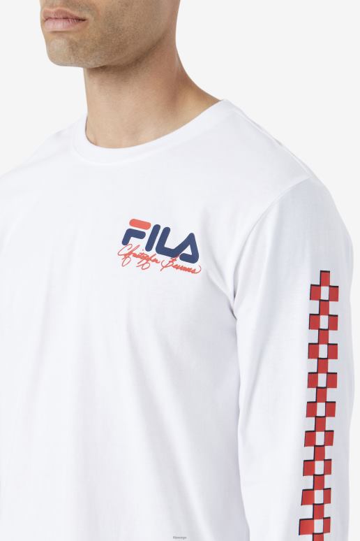 FILA menn fila hvit bevans park langermet t-skjorte HHL84250 hvit