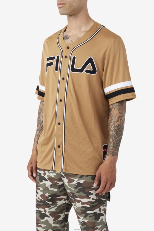 FILA menn fila tobakk brun/svart/hvit 2pac baseballtrøye HHL84214 tobakk brun/svart/hvit