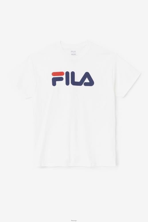 FILA menn herre logo t-skjorte hvit/marine/rød fila HHL84269 hvit/marine/rød