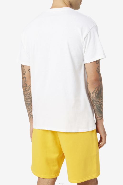 FILA menn herre logo t-skjorte hvit/marine/rød fila HHL84269 hvit/marine/rød