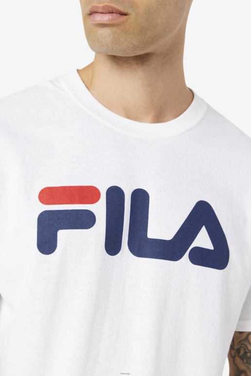 FILA menn herre logo t-skjorte hvit/marine/rød fila HHL84269 hvit/marine/rød