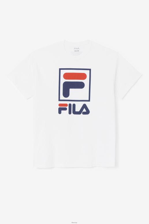 FILA menn hvit/marine/rød fila stablet t-skjorte HHL84303 hvit/marine/rød