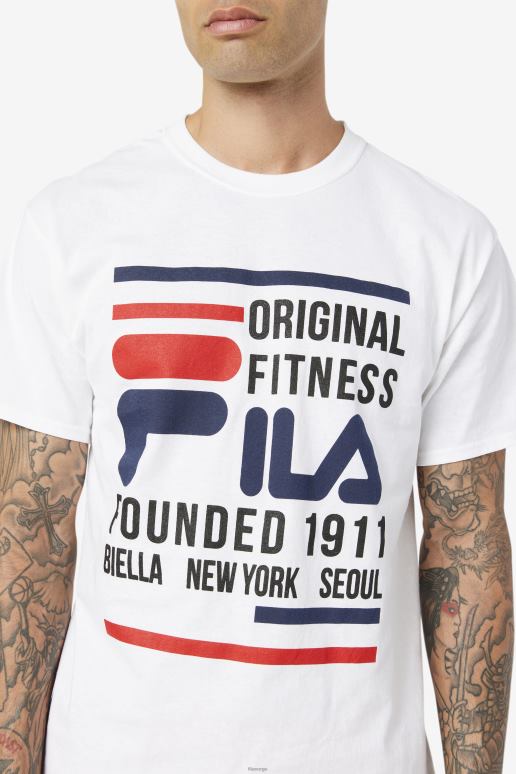 FILA menn hvit/marine/rød original fitness-t-skjorte fila HHL84348 hvit/marine/rød