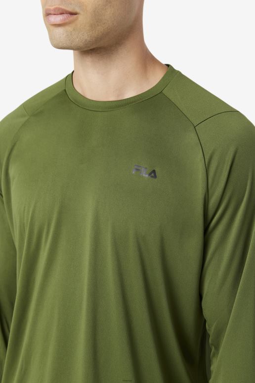 FILA menn jazam langermet crew gressløk/svart fila HHL84245 gressløk/svart