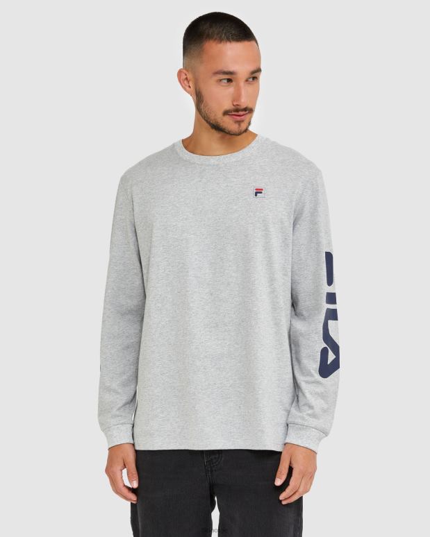 FILA menn klassisk langermet t-skjorte for menn sølv marle fila HHL842501 sølv marle