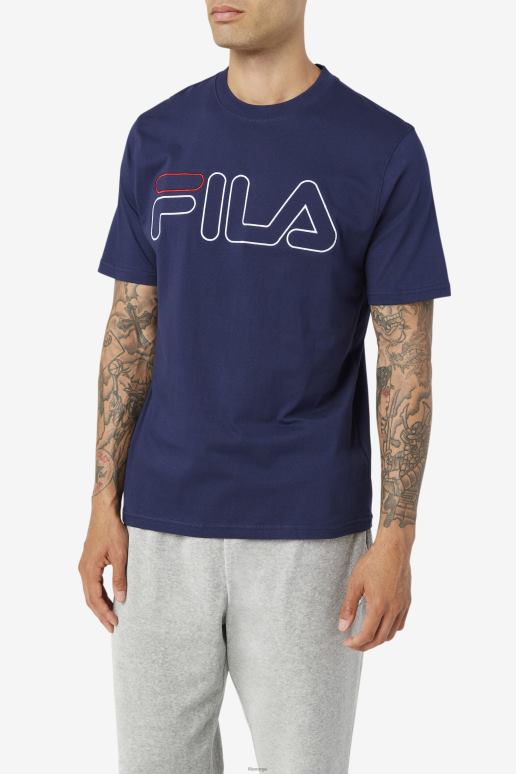 FILA menn marine/hvit/rød fila borough t-skjorte HHL84279 marine/hvit/rød