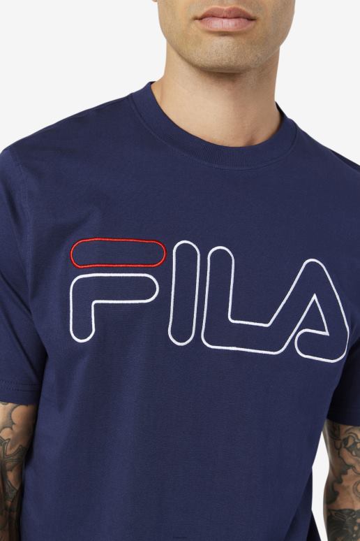 FILA menn marine/hvit/rød fila borough t-skjorte HHL84279 marine/hvit/rød