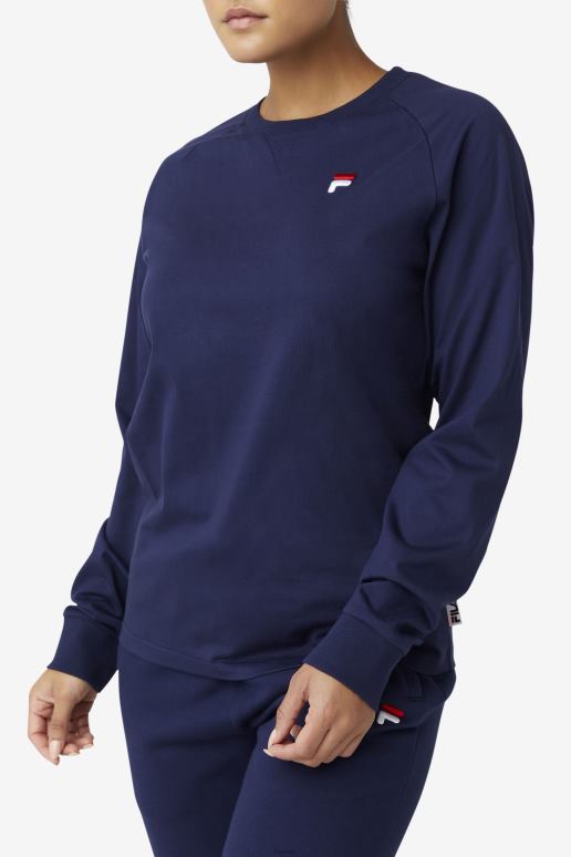 FILA menn peacoat fila flynn langermet t-skjorte HHL84291 peacoat