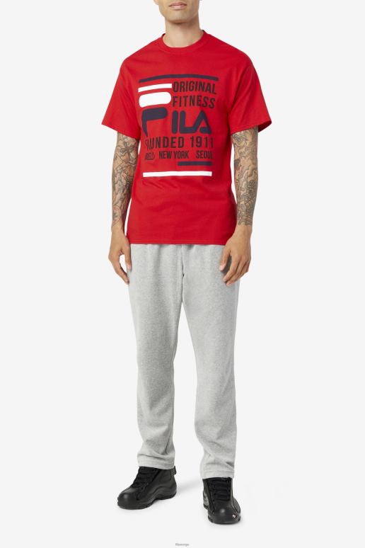 FILA menn rød/marine/hvit original fitness-t-skjorte fila HHL84354 rød/marine/hvit