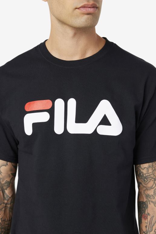 FILA menn svart/hvit/rød fila logo-t-skjorte for menn HHL84267 svart/hvit/rød
