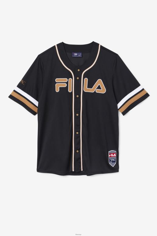 FILA menn svart/tobakk brun/hvit fila 2pac baseball jersey HHL84213 svart/tobakksbrun/hvit
