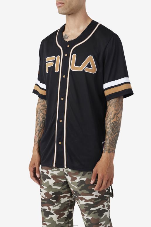 FILA menn svart/tobakk brun/hvit fila 2pac baseball jersey HHL84213 svart/tobakksbrun/hvit