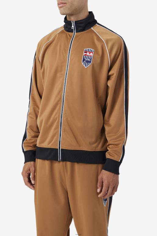 FILA menn fila tobakk brun/svart/hvit 2pac treningsjakke HHL84892 tobakk brun/svart/hvit
