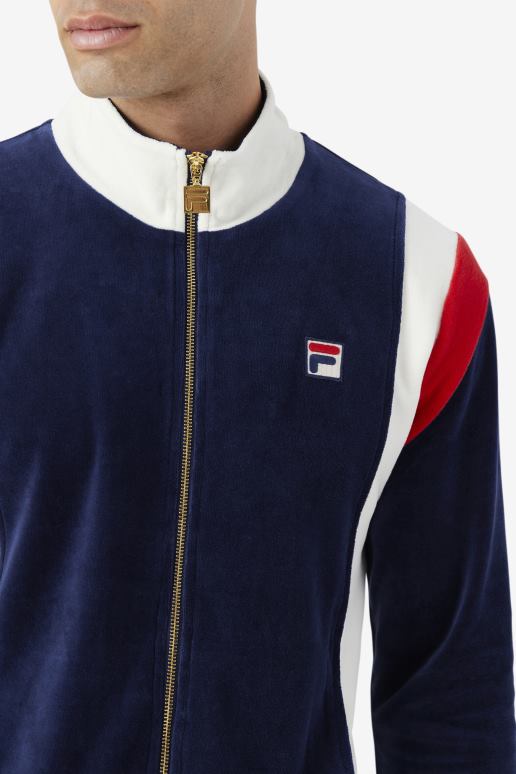 FILA menn marine/egret/rød floyd velour jakke fila HHL84930 marine/hegre/rød